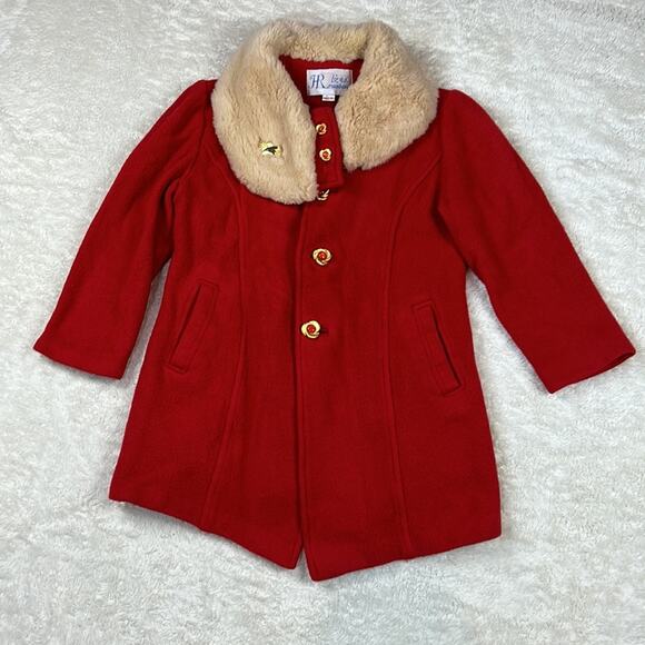 HR Ruanhong kawaii red faux fur collar coat, size 160/84a m or - Picture 3 of 11